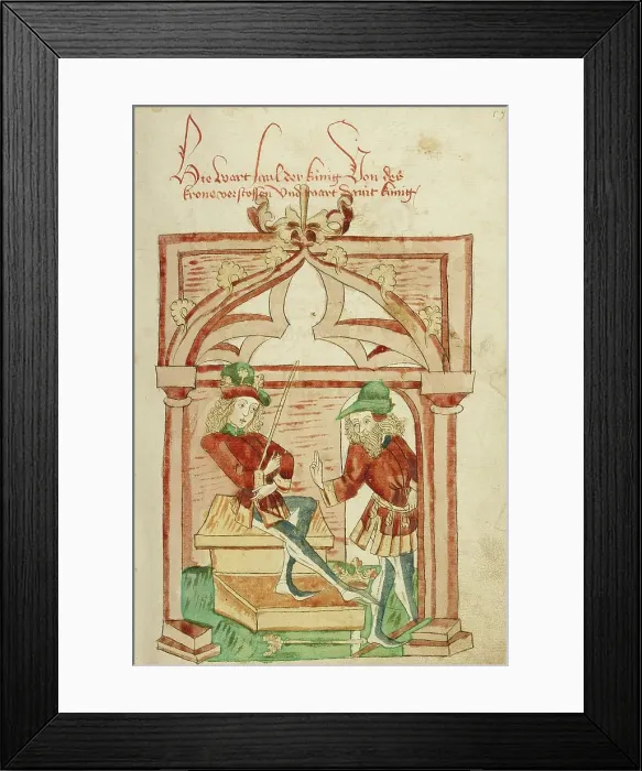 Framed Print : David Enthroned and Saul Departing; Barlaam und Josaphat, 1469. Creators: Hans Schilling, Diebolt Lauber Framed Print : David Enthroned and Saul Departing; Barlaam und Josaphat, 1469. Creators: Hans Schilling, Diebolt Lauber