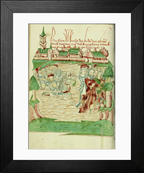 Framed Print : The Crossing of the Red Sea; Barlaam und Josaphat, 1469. Creators: Hans Schilling, Diebolt Lauber Framed Print : The Crossing of the Red Sea; Barlaam und Josaphat, 1469. Creators: Hans Schilling, Diebolt Lauber