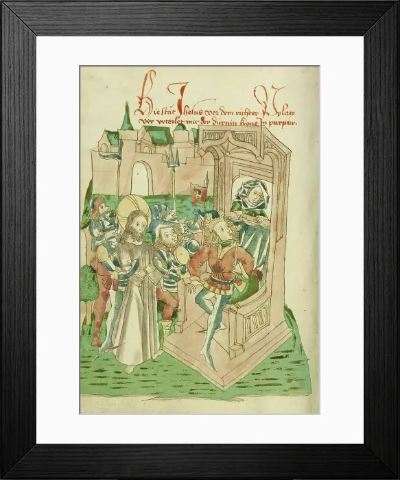 Framed Print : Christ before Pilate; Barlaam und Josaphat, 1469. Creators: Hans Schilling, Diebolt Lauber Framed Print : Christ before Pilate; Barlaam und Josaphat, 1469. Creators: Hans Schilling, Diebolt Lauber