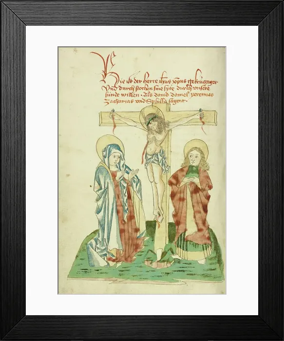 Framed Print : The Crucifixion; Barlaam und Josaphat, 1469. Creators: Hans Schilling, Diebolt Lauber Framed Print : The Crucifixion; Barlaam und Josaphat, 1469. Creators: Hans Schilling, Diebolt Lauber