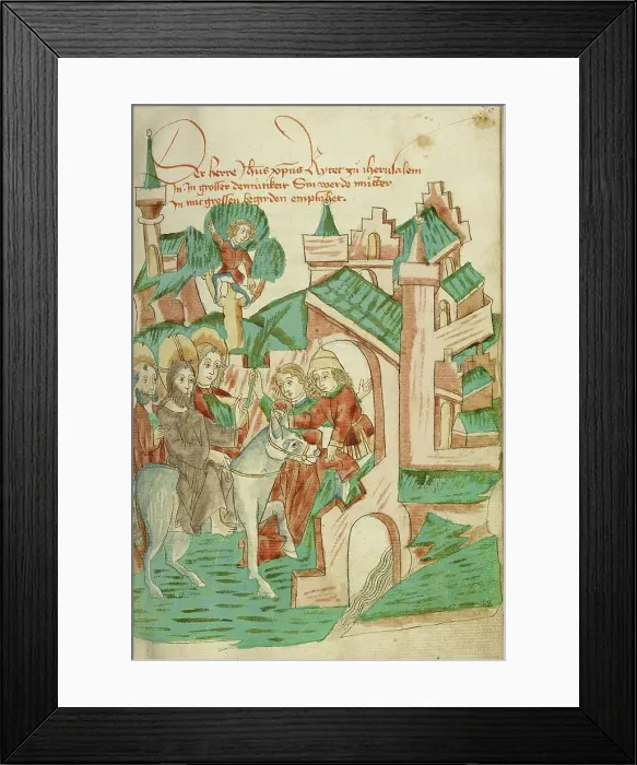 Framed Print : The Entry into Jerusalem; Barlaam und Josaphat, 1469. Creators: Hans Schilling, Diebolt Lauber