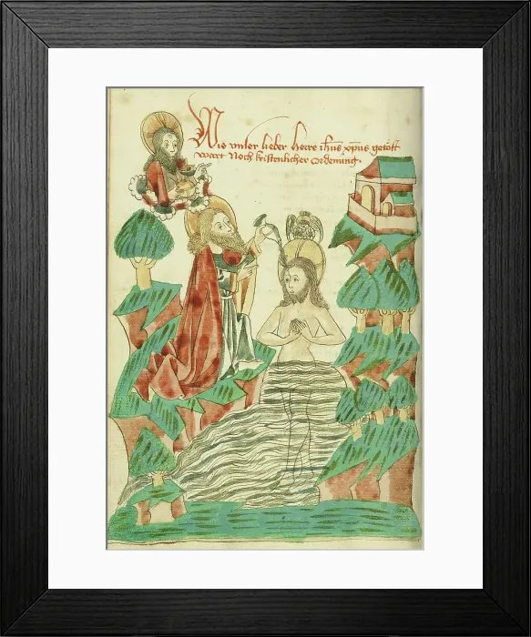 Framed Print : Baptism of Christ; Barlaam und Josaphat, 1469. Creators: Hans Schilling, Diebolt Lauber Framed Print : Baptism of Christ; Barlaam und Josaphat, 1469. Creators: Hans Schilling, Diebolt Lauber