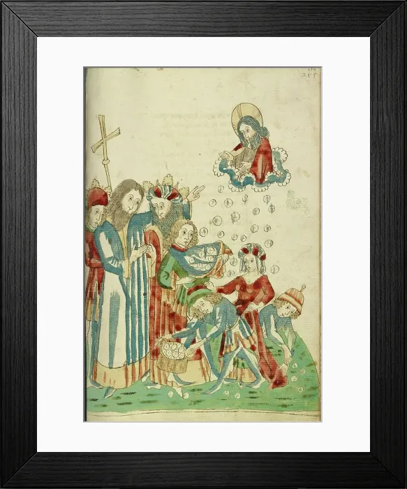 Framed Print : King Avenir, Josaphat, and Nachor Behold Hour Manna Fell in the Desert; Barlaam und Josaphat, 1469. Creators: Hans Schilling, Diebolt Lauber Framed Print : King Avenir, Josaphat, and Nachor Behold Hour Manna Fell in the Desert; Barlaam und Josaphat, 1469. Creators: Hans Schilling, Diebolt Lauber