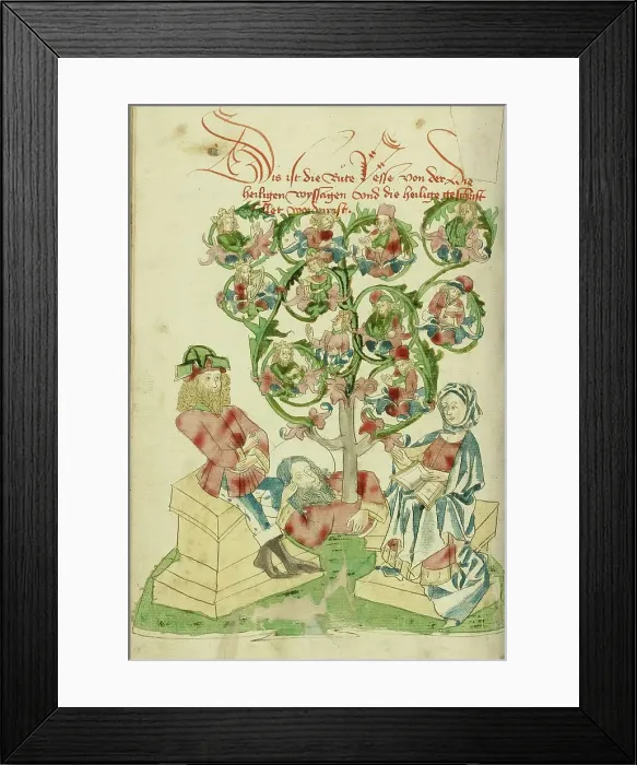 Framed Print : The Tree of Jesse; Barlaam und Josaphat, 1469. Creators: Hans Schilling, Diebolt Lauber Framed Print : The Tree of Jesse; Barlaam und Josaphat, 1469. Creators: Hans Schilling, Diebolt Lauber