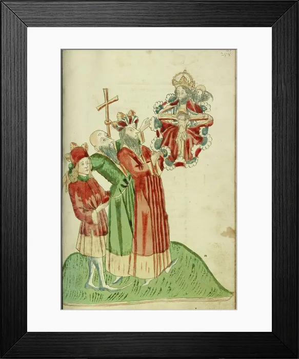Framed Print : King Avenir, Josaphat, and Nachor Behold the Throne of Grace in Heaven; Barlaam und Josaphat, 1469. Creators: Hans Schilling, Diebolt Lauber Framed Print : King Avenir, Josaphat, and Nachor Behold the Throne of Grace in Heaven; Barlaam und Josaphat, 1469. Creators: Hans Schilling, Diebolt Lauber