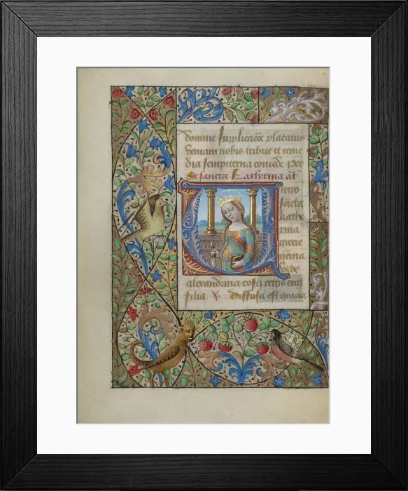 Framed Print : Initial V: Saint Catherine; Book of Hours, about 1480-1490. Creator: Georges Trubert Framed Print : Initial V: Saint Catherine; Book of Hours, about 1480-1490. Creator: Georges Trubert