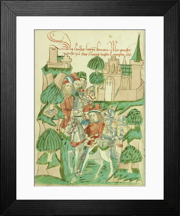 Framed Print : King Avenir with Nobles and Masters; Barlaam und Josaphat, 1469. Creators: Hans Schilling, Diebolt Lauber Framed Print : King Avenir with Nobles and Masters; Barlaam und Josaphat, 1469. Creators: Hans Schilling, Diebolt Lauber