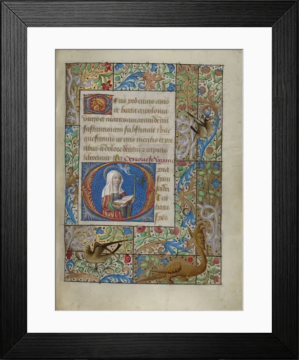 Framed Print : Initial O: Saint Genevieve; Book of Hours, about 1480-1490. Creator: Georges Trubert Framed Print : Initial O: Saint Genevieve; Book of Hours, about 1480-1490. Creator: Georges Trubert