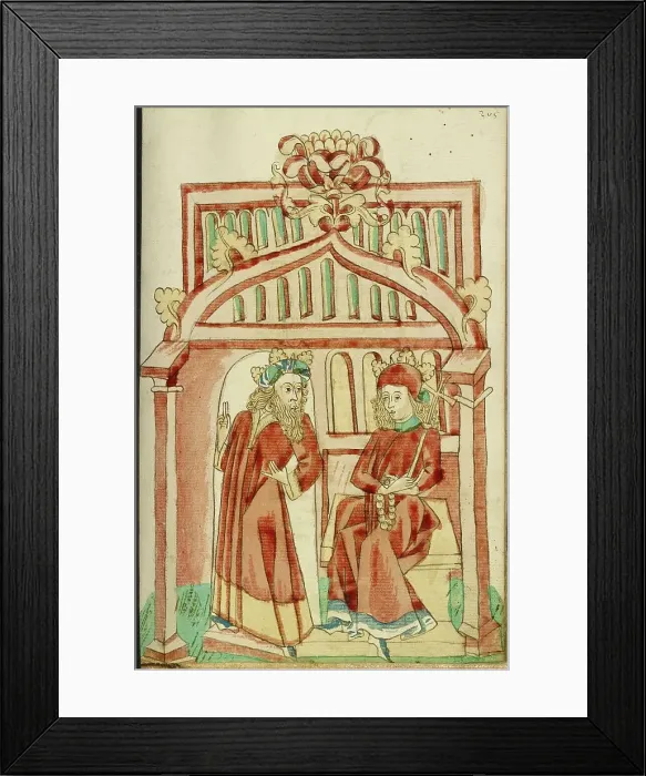 Framed Print : King Avenir Leaving the Enthroned Josaphat; Barlaam und Josaphat, 1469. Creators: Hans Schilling, Diebolt Lauber Framed Print : King Avenir Leaving the Enthroned Josaphat; Barlaam und Josaphat, 1469. Creators: Hans Schilling, Diebolt Lauber