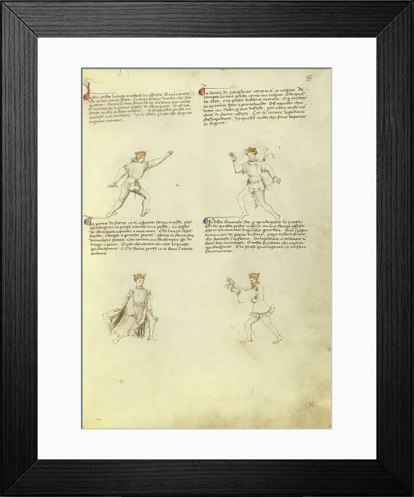 Framed Print : Unarmed Combat; Fior di Battaglia, about 1410. Creator: Fiore Furlan dei Liberi da Premariacco Framed Print : Unarmed Combat; Fior di Battaglia, about 1410. Creator: Fiore Furlan dei Liberi da Premariacco