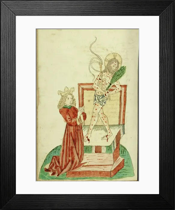 Framed Print : Josaphat Praying before the Man of Sorrows; Barlaam und Josaphat, 1469. Creators: Hans Schilling, Diebolt Lauber Framed Print : Josaphat Praying before the Man of Sorrows; Barlaam und Josaphat, 1469. Creators: Hans Schilling, Diebolt Lauber