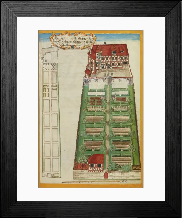 Framed Print : The Nuremberg Residence and Garden of Magdalene Pairin, about 1626-1711. Creator: Georg Strauch Framed Print : The Nuremberg Residence and Garden of Magdalene Pairin, about 1626-1711. Creator: Georg Strauch
