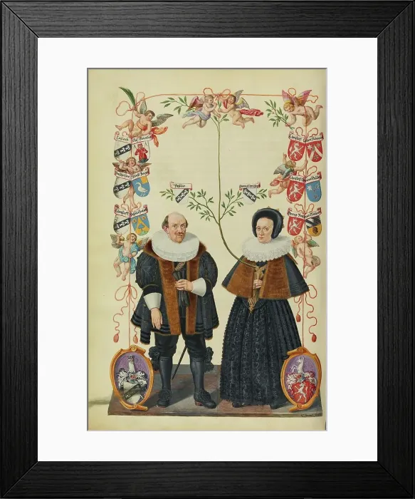 Framed Print : The Twenty-Seventh Generation, Christoph Derrer and His Second Wife Ursula... about 1626-1711. Creator: Georg Strauch Framed Print : The Twenty-Seventh Generation, Christoph Derrer and His Second Wife Ursula... about 1626-1711. Creator: Georg Strauch