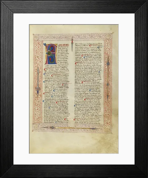 Framed Print : Decorated Text Page; Fior di Battaglia, about 1410. Creator: Fiore Furlan dei Liberi da Premariacco Framed Print : Decorated Text Page; Fior di Battaglia, about 1410. Creator: Fiore Furlan dei Liberi da Premariacco