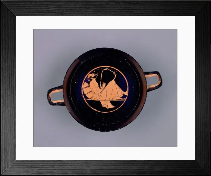 Framed Print : Attic Red-Figure Cup; Wine Cup with a Singing Reveler; Paleothodoros, Dimitris... about 510 B. C. Creator: Epiktetos Framed Print : Attic Red-Figure Cup; Wine Cup with a Singing Reveler; Paleothodoros, Dimitris... about 510 B. C. Creator: Epiktetos