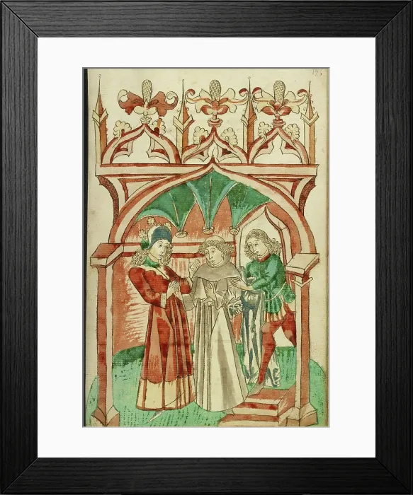 Framed Print : Barlaam Saying Farewell to Josaphat; Barlaam und Josaphat, 1469. Creators: Hans Schilling, Diebolt Lauber Framed Print : Barlaam Saying Farewell to Josaphat; Barlaam und Josaphat, 1469. Creators: Hans Schilling, Diebolt Lauber