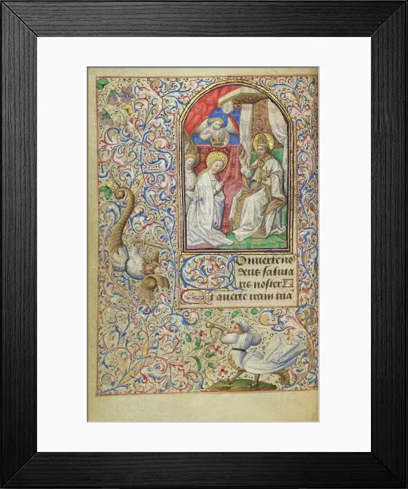 Framed Print : The Coronation of the Virgin; Hours of Simon de Varie, 1455. Creator: Dunois Master Framed Print : The Coronation of the Virgin; Hours of Simon de Varie, 1455. Creator: Dunois Master