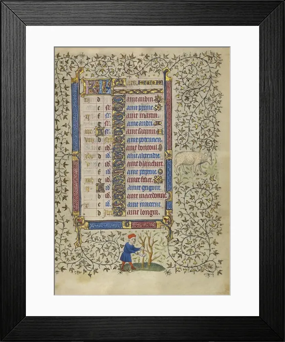 Framed Print : Calendar Page for March: Pruning Trees: Aries; Book of Hours, about 1410. Creator: Unknown Framed Print : Calendar Page for March: Pruning Trees: Aries; Book of Hours, about 1410. Creator: Unknown
