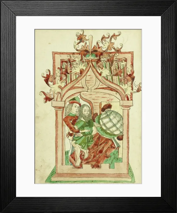 Framed Print : King Avenir and the Hermit; Barlaam und Josaphat, 1469. Creators: Hans Schilling, Diebolt Lauber Framed Print : King Avenir and the Hermit; Barlaam und Josaphat, 1469. Creators: Hans Schilling, Diebolt Lauber