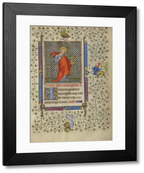 Framed Print : Saint John the Evangelist; Book of Hours, about 1410. Creator: Unknown Framed Print : Saint John the Evangelist; Book of Hours, about 1410. Creator: Unknown