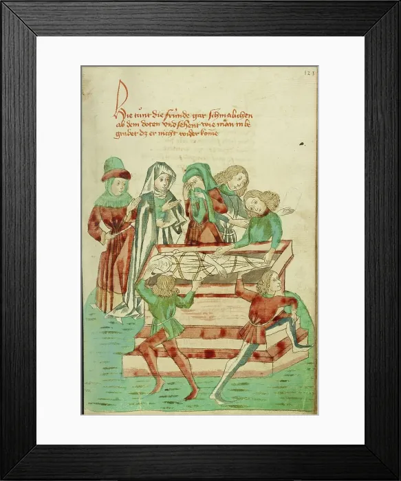 Framed Print : Burial Scene; Barlaam und Josaphat, 1469. Creators: Hans Schilling, Diebolt Lauber Framed Print : Burial Scene; Barlaam und Josaphat, 1469. Creators: Hans Schilling, Diebolt Lauber