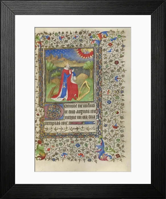 Framed Print : David in Prayer; Book of Hours, about 1415-1420. Creators: Boucicaut Master, Workshop of the Boucicaut Master Framed Print : David in Prayer; Book of Hours, about 1415-1420. Creators: Boucicaut Master, Workshop of the Boucicaut Master