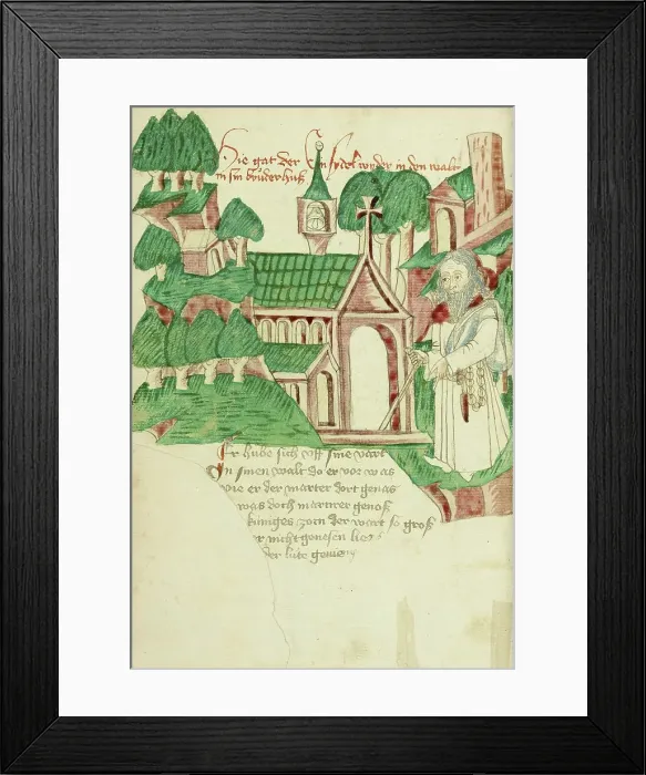 Framed Print : The Hermit Returning to his Cell; Barlaam und Josaphat, 1469. Creators: Hans Schilling, Diebolt Lauber Framed Print : The Hermit Returning to his Cell; Barlaam und Josaphat, 1469. Creators: Hans Schilling, Diebolt Lauber