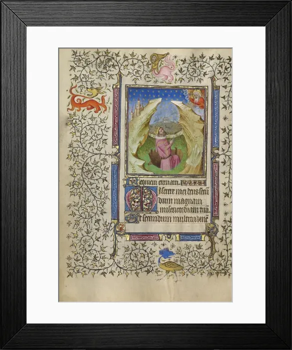 Framed Print : David in Prayer; Book of Hours, about 1410. Creator: Unknown Framed Print : David in Prayer; Book of Hours, about 1410. Creator: Unknown