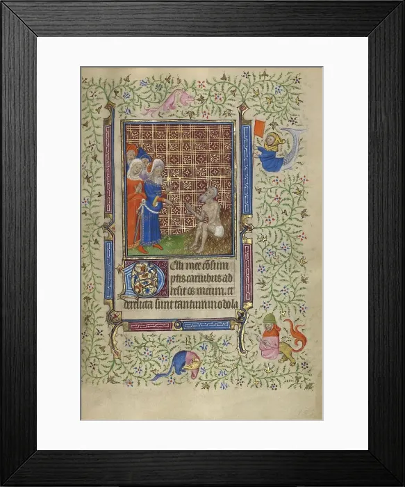 Framed Print : Job Derided by his Wife and Friends; Book of Hours, about 1410. Creator: Unknown Framed Print : Job Derided by his Wife and Friends; Book of Hours, about 1410. Creator: Unknown