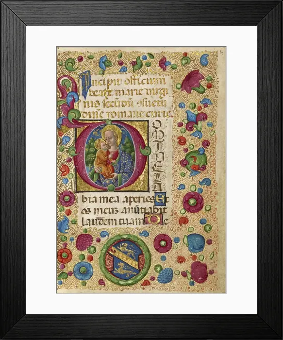 Framed Print : Initial D: The Virgin and Child; Gualenghi-d'Este Hours, about 1469. Creator: Guglielmo Giraldi Framed Print : Initial D: The Virgin and Child; Gualenghi-d'Este Hours, about 1469. Creator: Guglielmo Giraldi