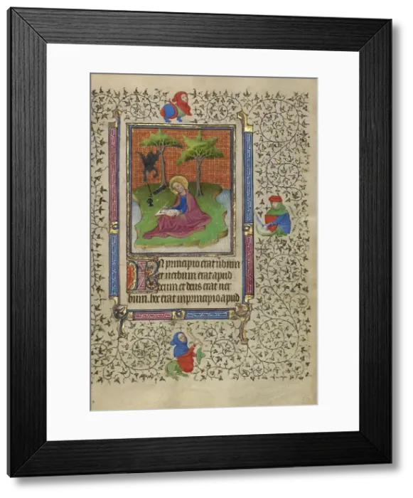 Framed Print : Saint John on Patmos; Book of Hours, about 1410. Creator: Unknown Framed Print : Saint John on Patmos; Book of Hours, about 1410. Creator: Unknown