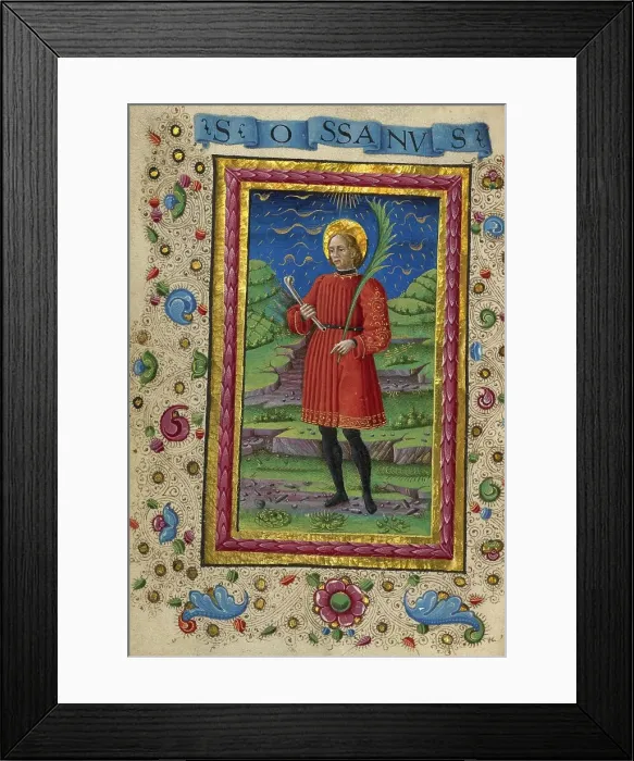 Framed Print : Saint Ossanus; Gualenghi-d'Este Hours, about 1469. Creator: Guglielmo Giraldi Framed Print : Saint Ossanus; Gualenghi-d'Este Hours, about 1469. Creator: Guglielmo Giraldi
