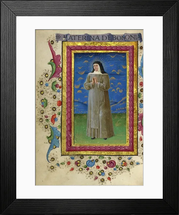 Framed Print : Saint Catherine of Bologna; Gualenghi-d'Este Hours, about 1469. Creator: Guglielmo Giraldi Framed Print : Saint Catherine of Bologna; Gualenghi-d'Este Hours, about 1469. Creator: Guglielmo Giraldi