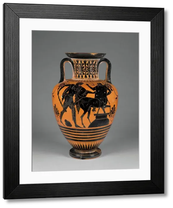 Framed Print : Attic Black-Figure Neck Amphora; Storage Jar with Herakles Threatening... about 480-470 or 460 B. C Creator: Group of Wurzburg 221 Framed Print : Attic Black-Figure Neck Amphora; Storage Jar with Herakles Threatening... about 480-470 or 460 B. C Creator: Group of Wurzburg 221