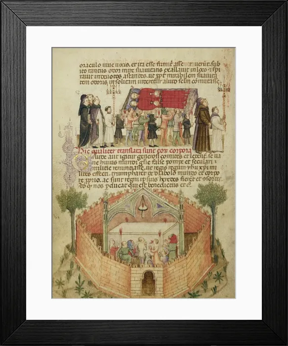 Framed Print : The Translation of the Bodies of Aimo and Vermondo... about 1400. Creator: Anovelo da Imbonate Framed Print : The Translation of the Bodies of Aimo and Vermondo... about 1400. Creator: Anovelo da Imbonate