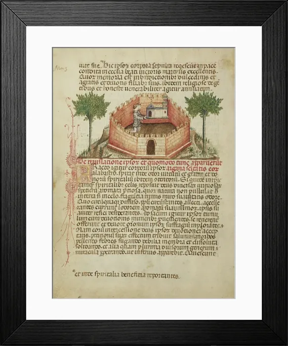 Framed Print : Aimo and Vermondo Holding Up the Church of Saint Victor, about 1400. Creator: Anovelo da Imbonate Framed Print : Aimo and Vermondo Holding Up the Church of Saint Victor, about 1400. Creator: Anovelo da Imbonate