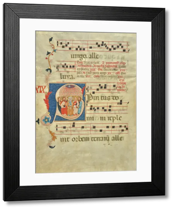 Framed Print : Initial S: Pentecost (leaf from a gradual), about 1330-1340. Creator: Vanni di Baldolo Framed Print : Initial S: Pentecost (leaf from a gradual), about 1330-1340. Creator: Vanni di Baldolo