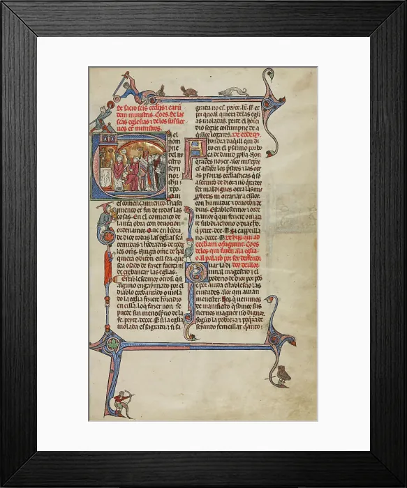 Framed Print : Initial E: A Priest Celebrating Mass; Vidal Mayor, about 1290-1310. Creators: Unknown, Michael Lupi de Candiu Framed Print : Initial E: A Priest Celebrating Mass; Vidal Mayor, about 1290-1310. Creators: Unknown, Michael Lupi de Candiu