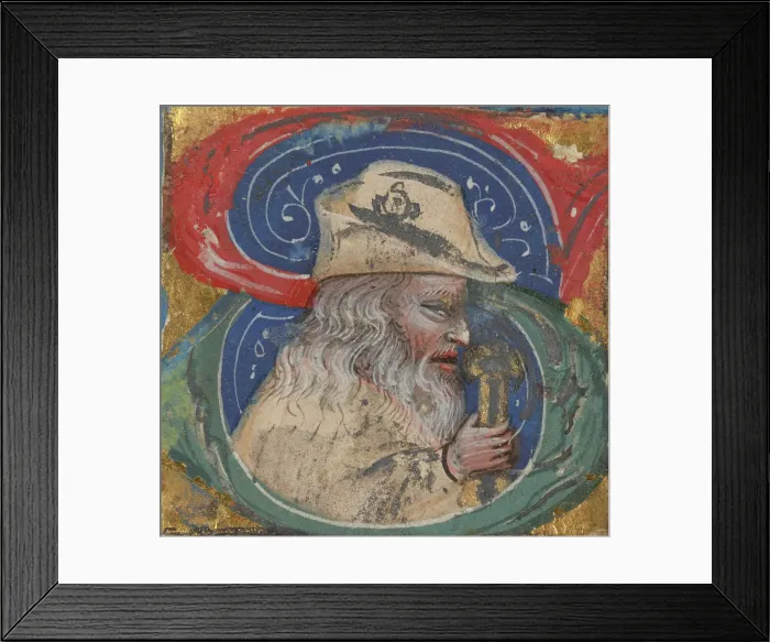 Framed Print : Historiated Initial from a Manuscript, 14th century. Creator: Unknown Framed Print : Historiated Initial from a Manuscript, 14th century. Creator: Unknown