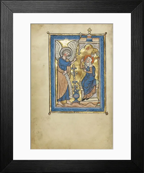 Framed Print : The Annunciation; Psalter, mid-1200s. Creator: Unknown Framed Print : The Annunciation; Psalter, mid-1200s. Creator: Unknown