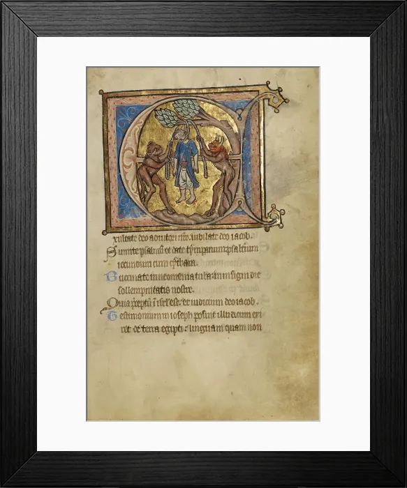 Framed Print : Initial E: Judas's Suicide; Psalter, mid-1200s. Creator: Unknown Framed Print : Initial E: Judas's Suicide; Psalter, mid-1200s. Creator: Unknown