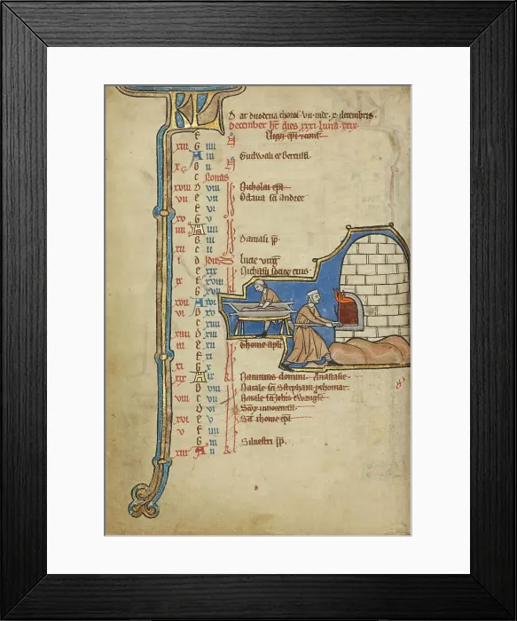 Framed Print : December Calendar Page; Baking Bread; Psalter, mid-1200s. Creator: Unknown Framed Print : December Calendar Page; Baking Bread; Psalter, mid-1200s. Creator: Unknown