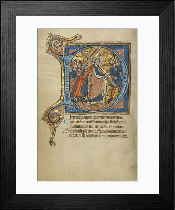 Framed Print : Initial D: The Way to Calvary; Psalter, mid-1200s. Creator: Unknown Framed Print : Initial D: The Way to Calvary; Psalter, mid-1200s. Creator: Unknown