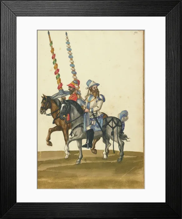 Framed Print : Two Horsemen with Lances, about 1560-1570. Creator: Unknown Framed Print : Two Horsemen with Lances, about 1560-1570. Creator: Unknown
