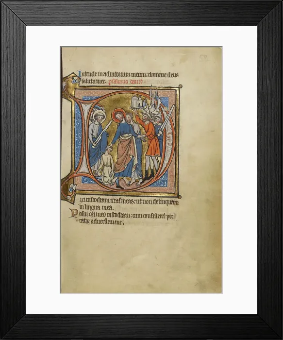 Framed Print : Initial D: The Betrayal of Christ; Psalter, mid-1200s. Creator: Unknown Framed Print : Initial D: The Betrayal of Christ; Psalter, mid-1200s. Creator: Unknown