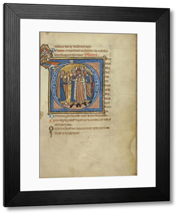 Framed Print : Initial D: Judas Receiving the Thirty Pieces of Silver; Psalter, mid-1200s. Creator: Unknown Framed Print : Initial D: Judas Receiving the Thirty Pieces of Silver; Psalter, mid-1200s. Creator: Unknown