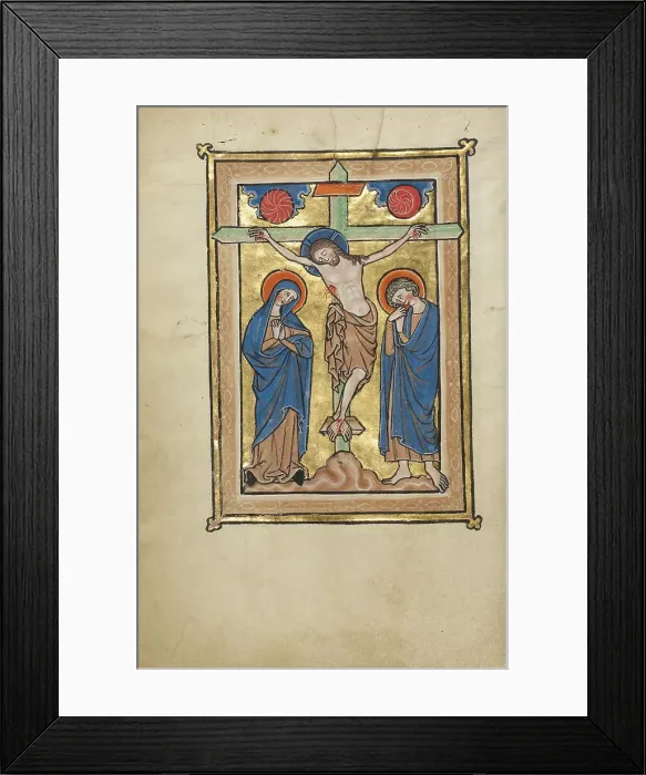 Framed Print : The Crucifixion; Psalter, mid-1200s. Creator: Unknown Framed Print : The Crucifixion; Psalter, mid-1200s. Creator: Unknown