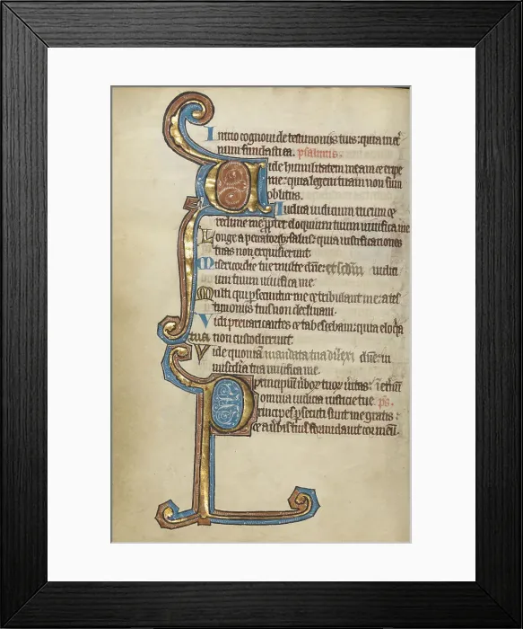Framed Print : Decorated Initial V; Decorated Initial P; Psalter, mid-1200s. Creator: Unknown Framed Print : Decorated Initial V; Decorated Initial P; Psalter, mid-1200s. Creator: Unknown