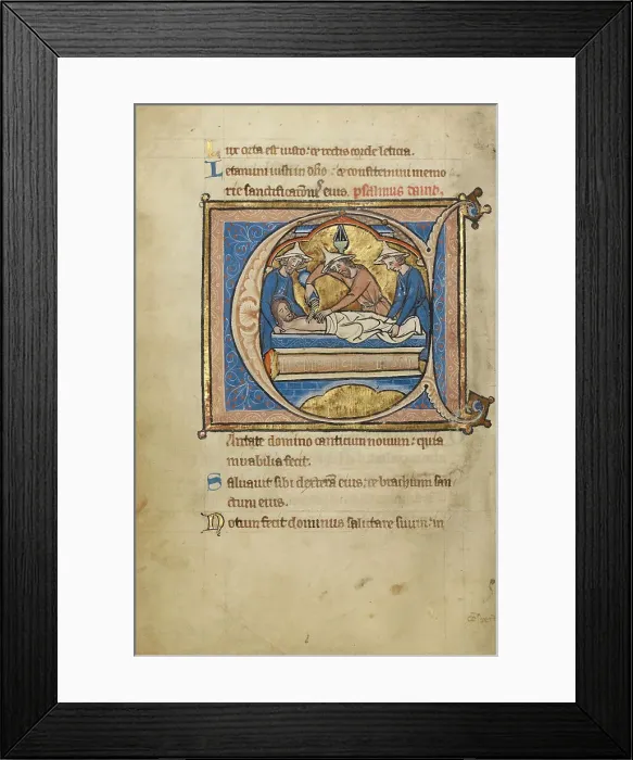 Framed Print : Initial C: The Entombment; Psalter, mid-1200s. Creator: Unknown Framed Print : Initial C: The Entombment; Psalter, mid-1200s. Creator: Unknown