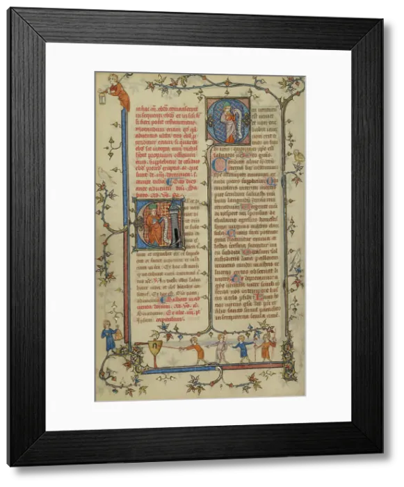 Framed Print : Initial E: A Prophet; Initial Q: A Prophet; Breviary, about 1320-1325. Creator: Unknown Framed Print : Initial E: A Prophet; Initial Q: A Prophet; Breviary, about 1320-1325. Creator: Unknown